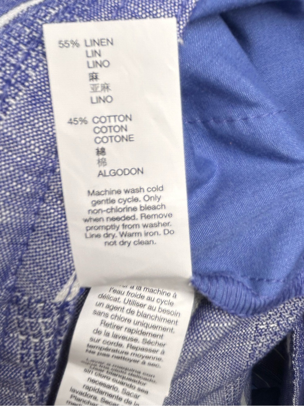 GAP Linen-Blend Shorts, indigo/white horizontal striped, button closure, size 10 - Picture 7 of 7